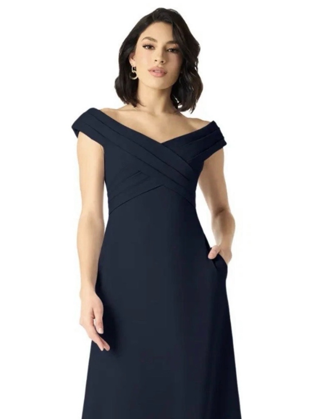 Azazie Evita Off-Shoulder Navy Evening Dress